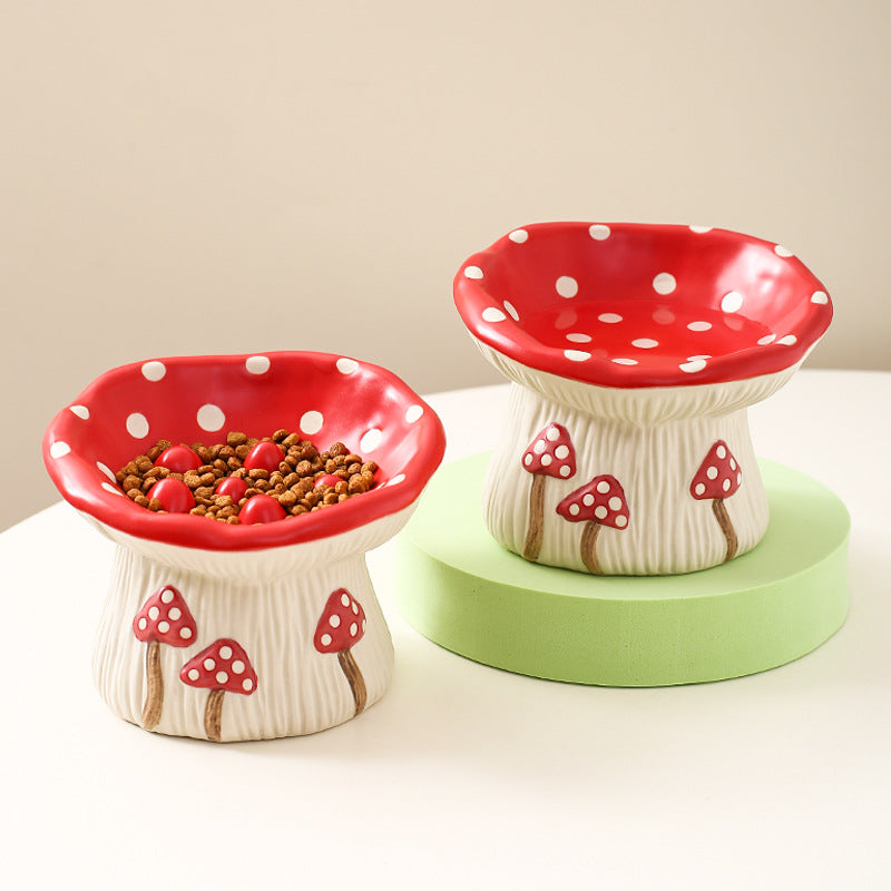 KFX-0076477 Creative Mushroom Pet Bowl for Cats and Dogs - Functional Food and Water Basin