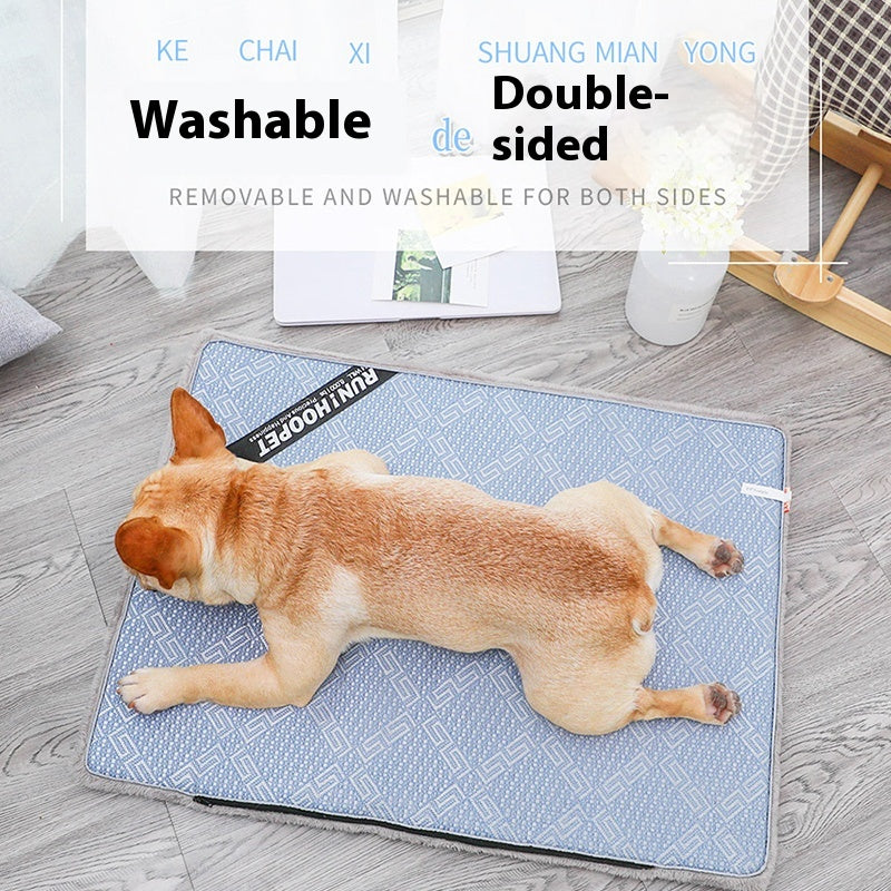 KFX-0078141 Cooling Rattan Dog Mat with Velvet Side – XL Size for Pets 40-50 kg