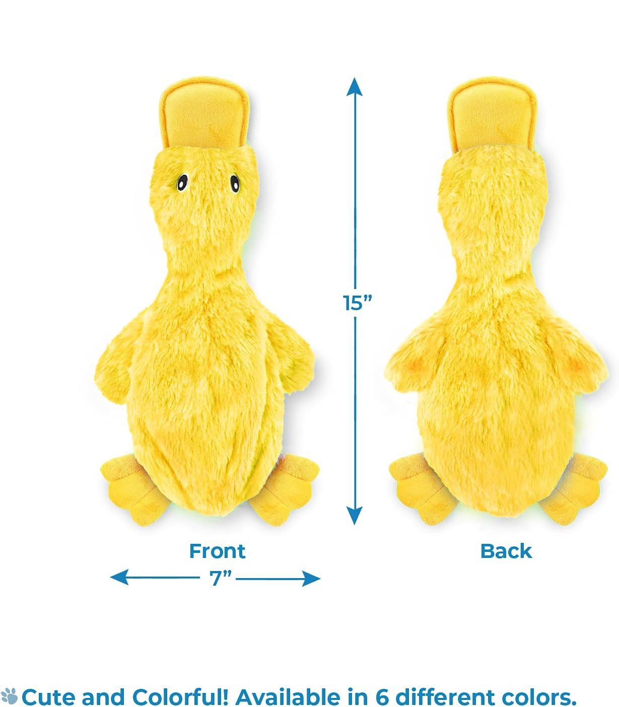 KFX-0079549 Squeaky Plush Duck Dog Toy for All Breeds - No Stuffing, Soft, Fun for Indoor Play