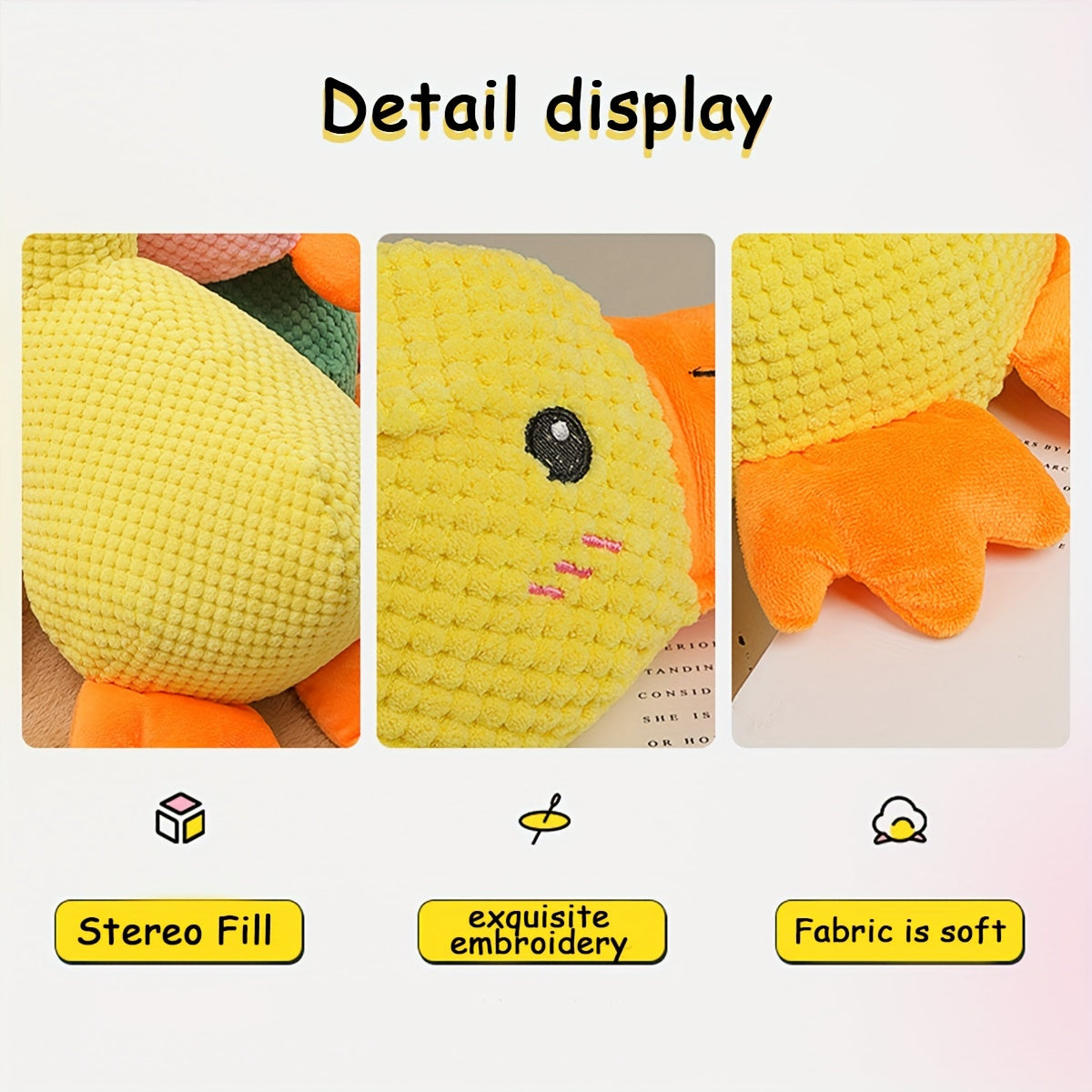 KFX-0079549 Squeaky Plush Duck Dog Toy for All Breeds - No Stuffing, Soft, Fun for Indoor Play