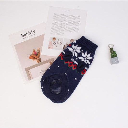 KFX-0080061 Navy Blue Snowflake Holiday Pet Clothing - Various Sizes Available
