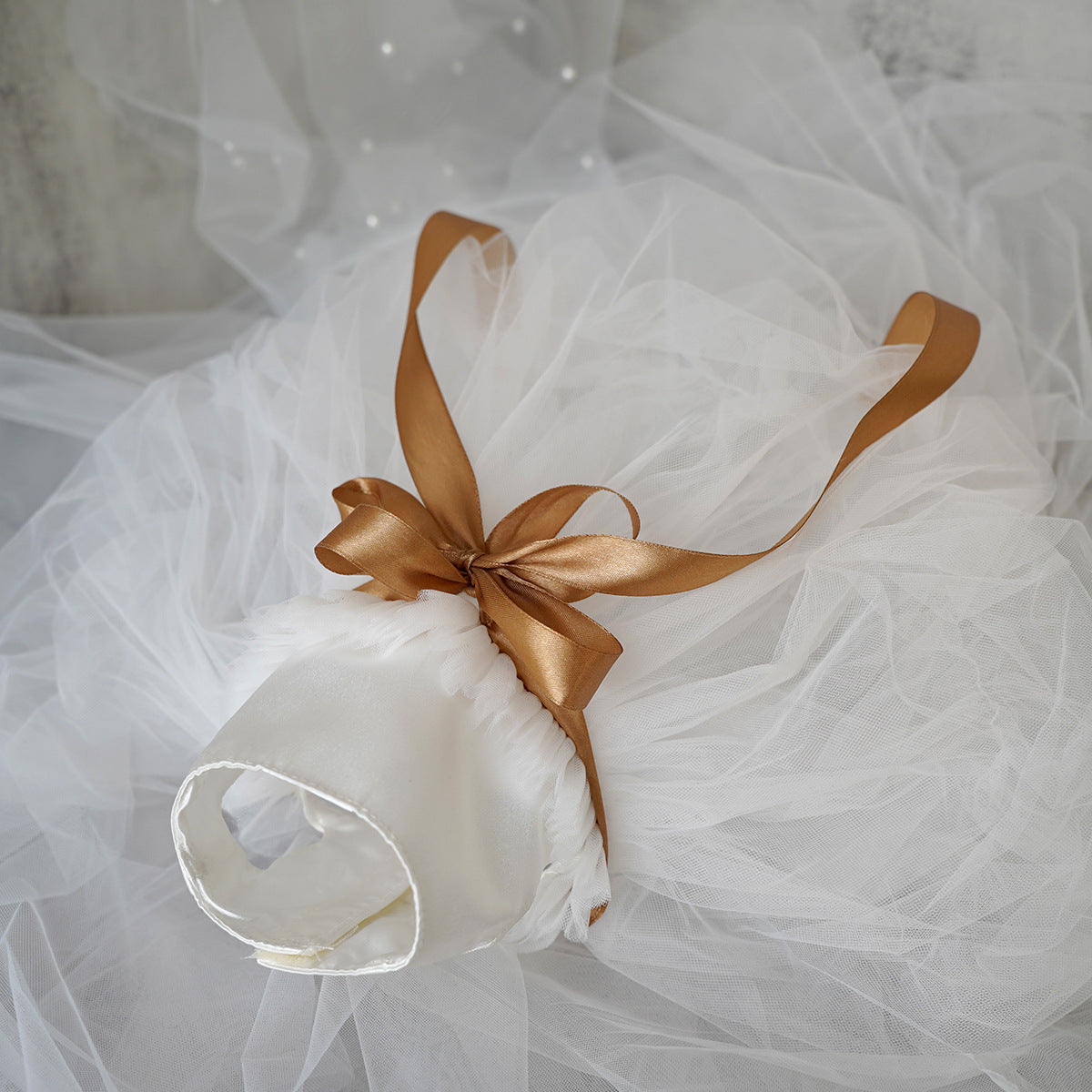 KFX-0080445 Elegant Ribbon Wedding Dress for Cats and Dogs - Various Sizes Available