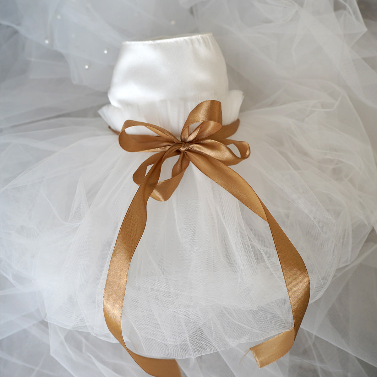 KFX-0080445 Elegant Ribbon Wedding Dress for Cats and Dogs - Various Sizes Available