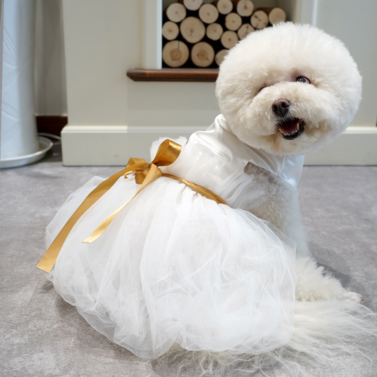 KFX-0080445 Elegant Ribbon Wedding Dress for Cats and Dogs - Various Sizes Available