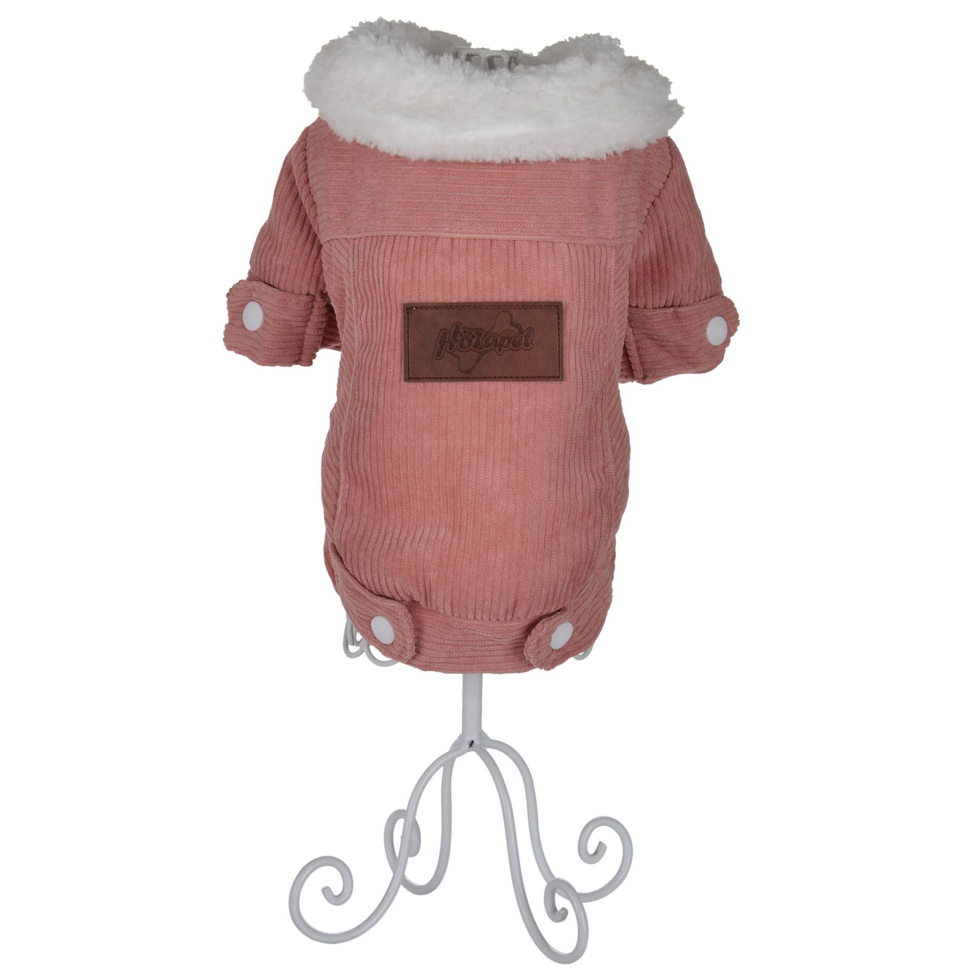 KFX-0081725 Lambswool Fleece-Lined Double-Layer Jacket for Pets in Gray and Pink