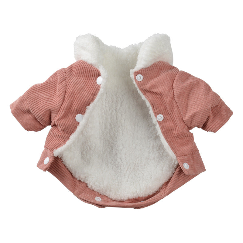 KFX-0081725 Lambswool Fleece-Lined Double-Layer Jacket for Pets in Gray and Pink