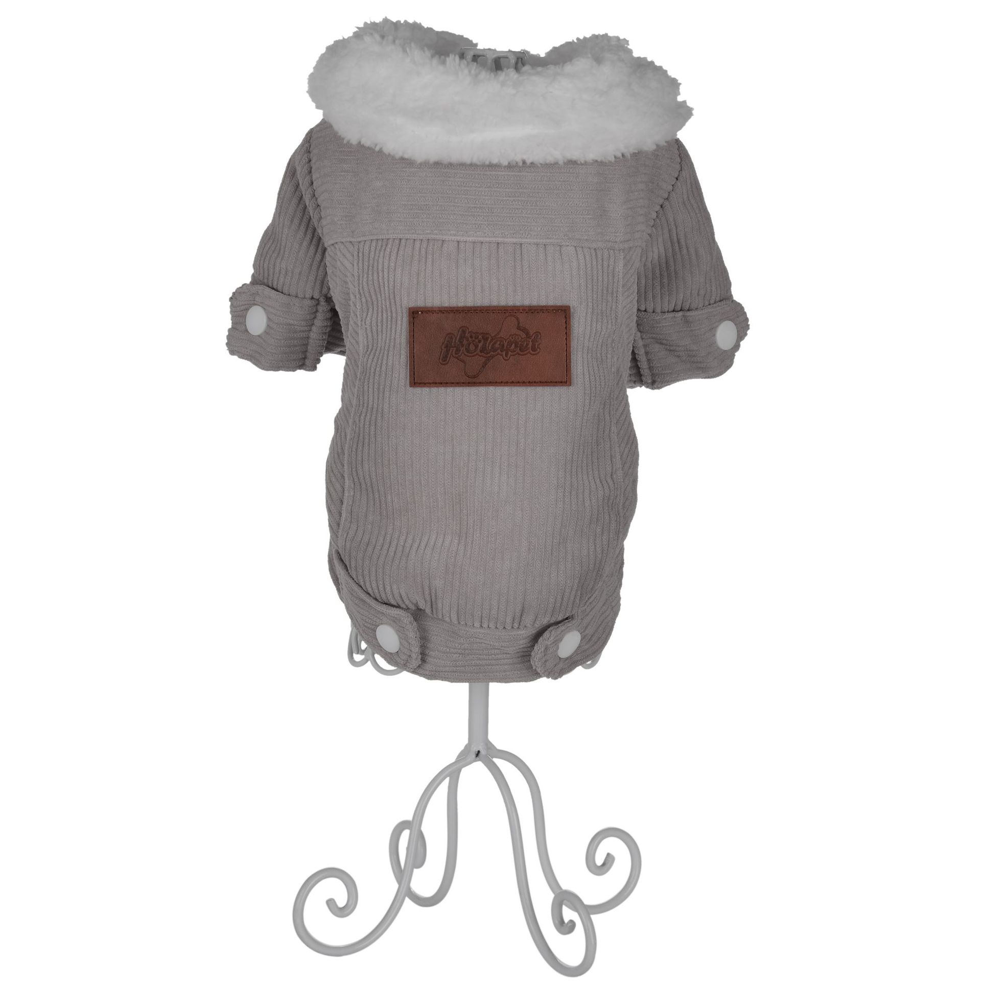KFX-0081725 Lambswool Fleece-Lined Double-Layer Jacket for Pets in Gray and Pink