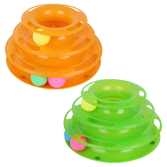 KFX-0085309 Interactive Cat Ball Disk Toy with Colorful Rolling Balls - Engaging Play Station for Cats
