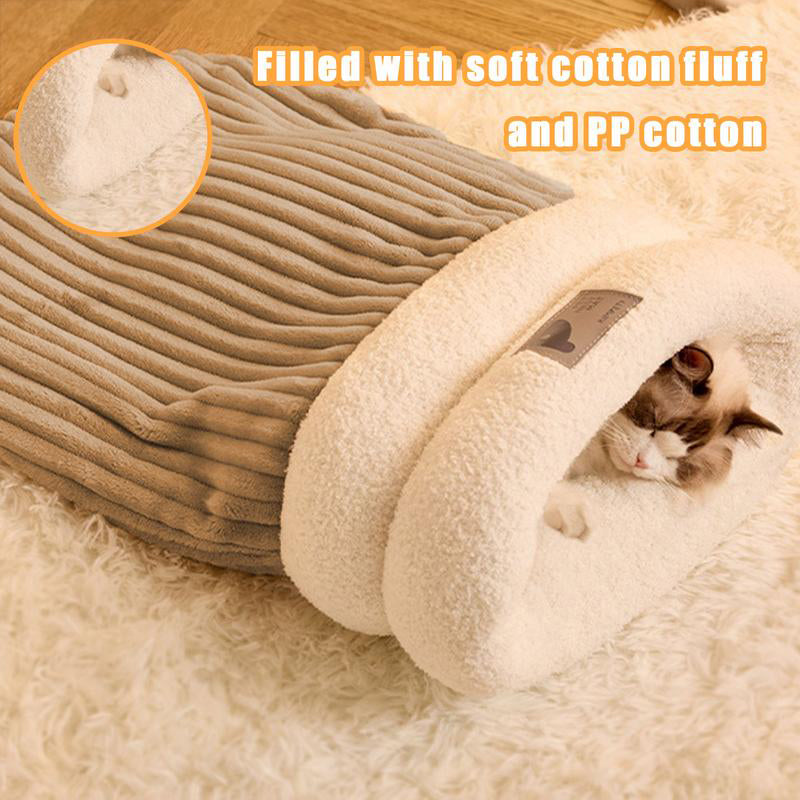 KFX-0086077 Cozy Semi-Enclosed Pet Sleeping Bag for Cats and Dogs – Warm Plush Bed for Home Use