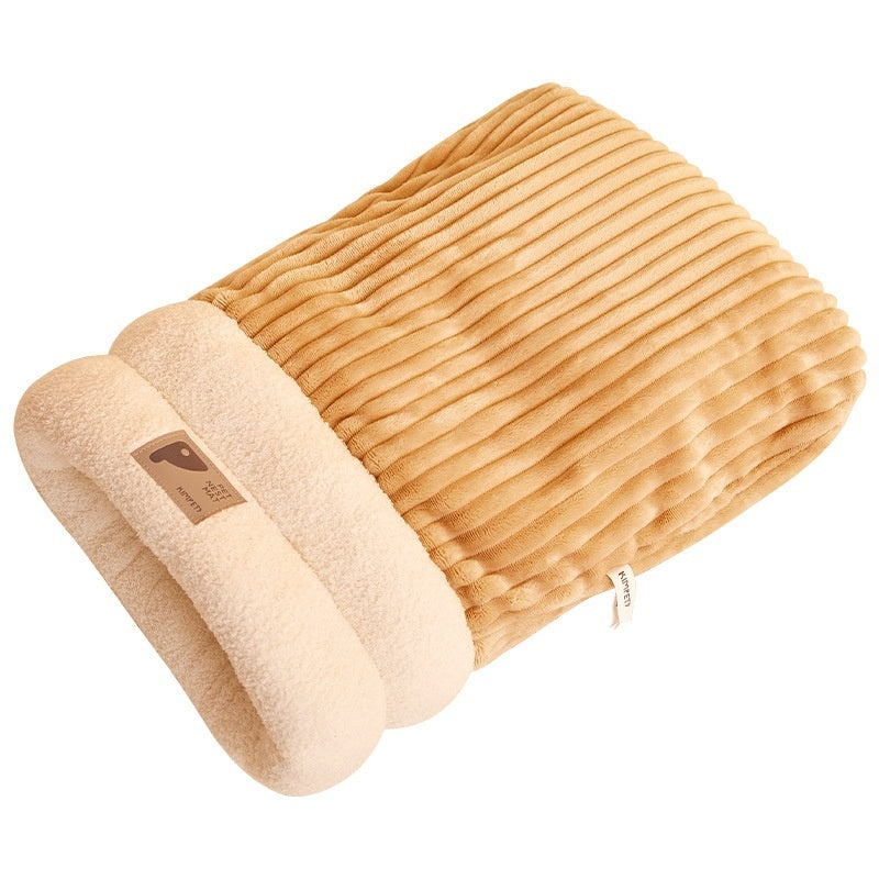 KFX-0086077 Cozy Semi-Enclosed Pet Sleeping Bag for Cats and Dogs – Warm Plush Bed for Home Use