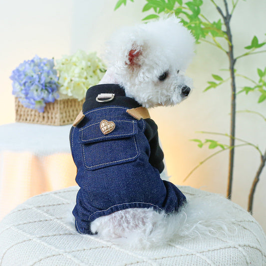 KFX-0086589 Punk Style Suspender Pants for Small and Medium Dogs with Traction Rope Buckle