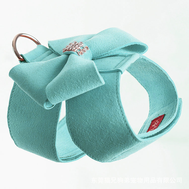 KFX-0087613 Fashionable Bowknot Chest Strap for Dogs in Pink, Blue, Orange - Microfiber Material