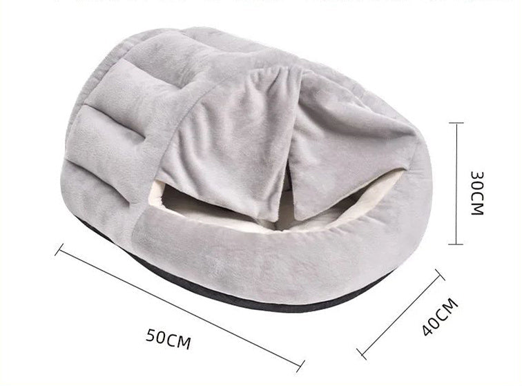 KFX-0087869 Cozy Velvet Winter Cat Nest with Semi-Closed Design - 50x40cm Plush & PP Cotton