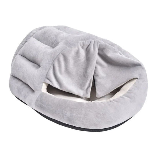 KFX-0087869 Cozy Velvet Winter Cat Nest with Semi-Closed Design - 50x40cm Plush & PP Cotton