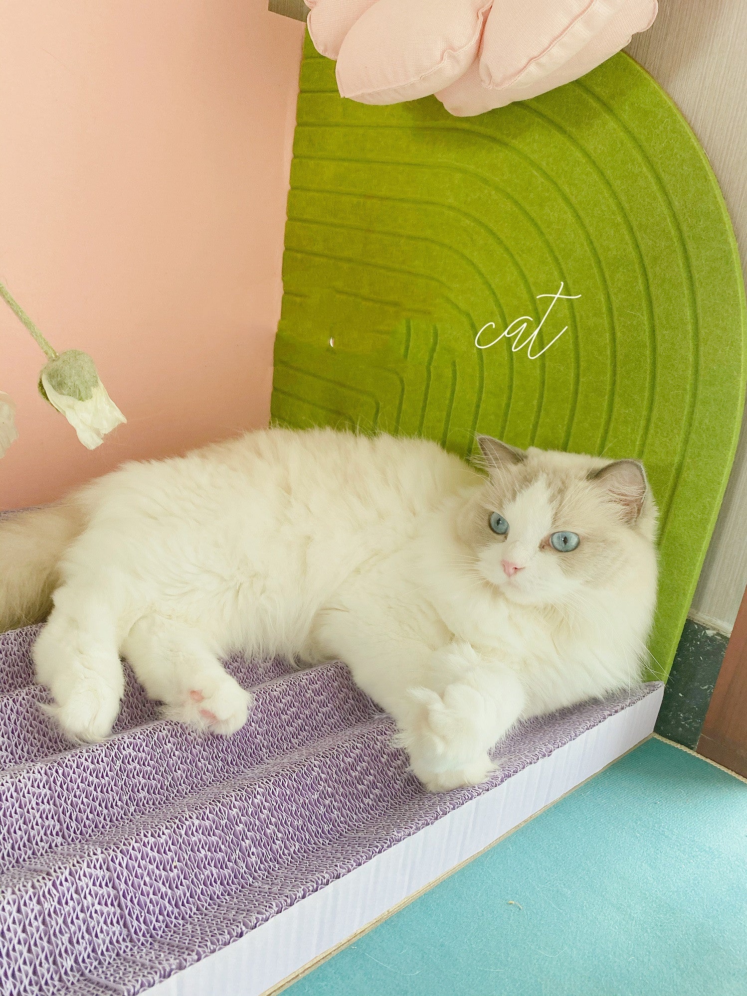 KFX-0087997 Vertical Cat Scratching Board with Corrugated Paper and Felt - 55x45x55 cm