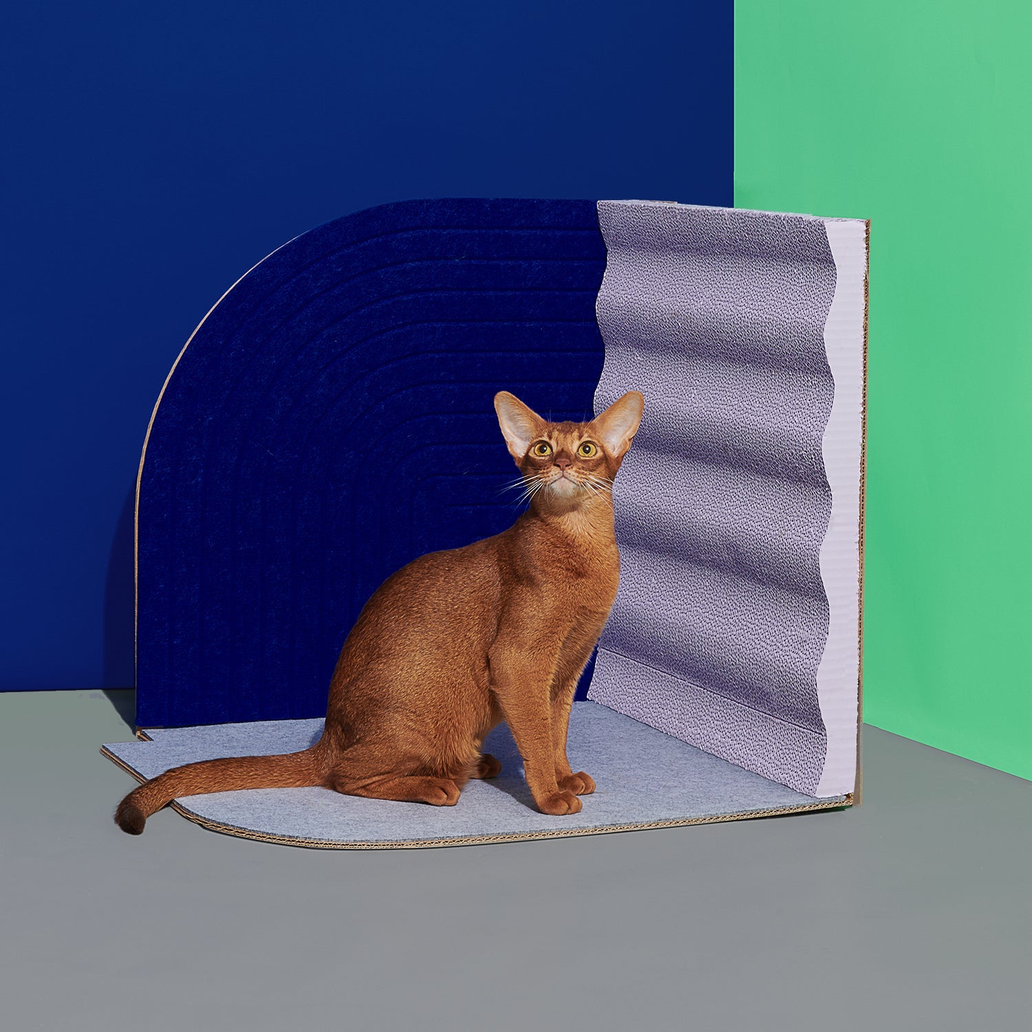KFX-0087997 Vertical Cat Scratching Board with Corrugated Paper and Felt - 55x45x55 cm