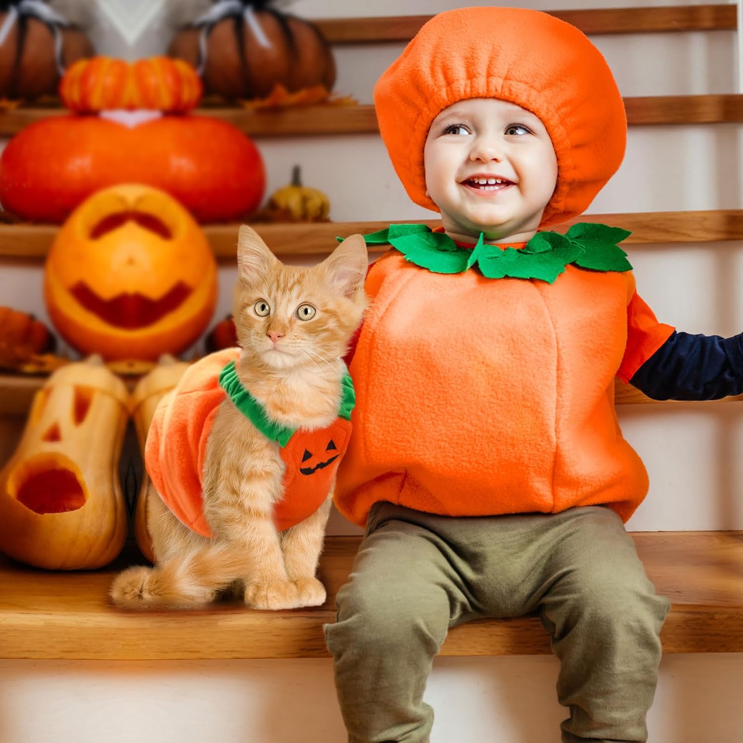 KFX-0089277 Plush Pumpkin Halloween Costume for Small to Medium Dogs and Cats