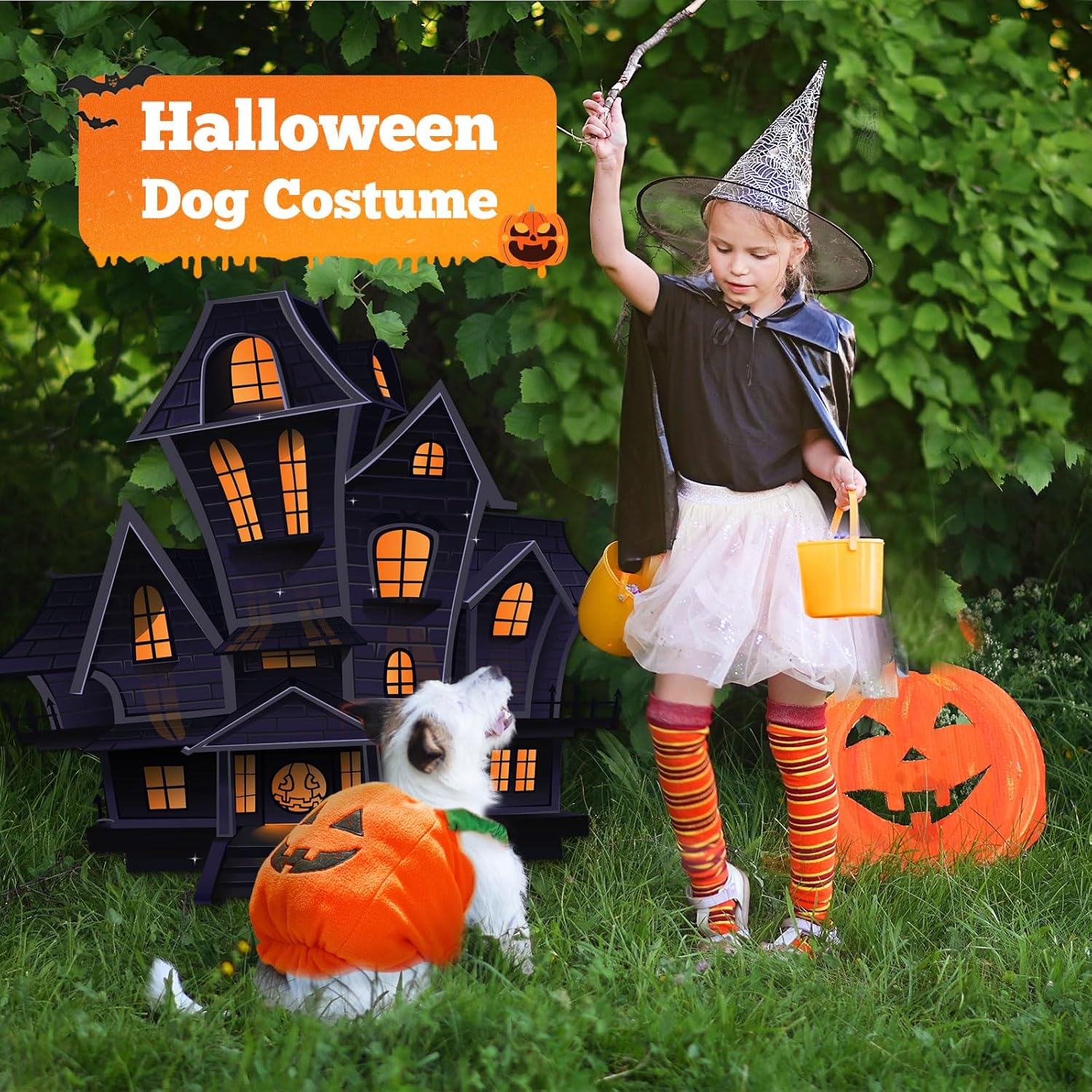 KFX-0089277 Plush Pumpkin Halloween Costume for Small to Medium Dogs and Cats
