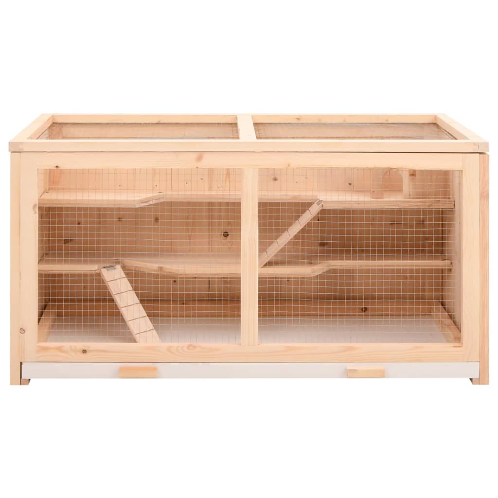 KFX-0089405 Wooden Hamster Cage 104 cm with Accessories for Small Pets - Solid Fir Wood Construction