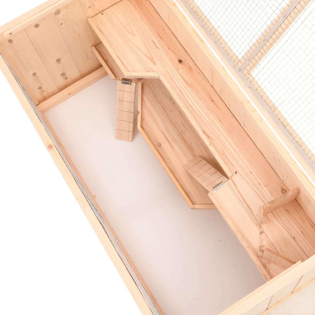 KFX-0089405 Wooden Hamster Cage 104 cm with Accessories for Small Pets - Solid Fir Wood Construction