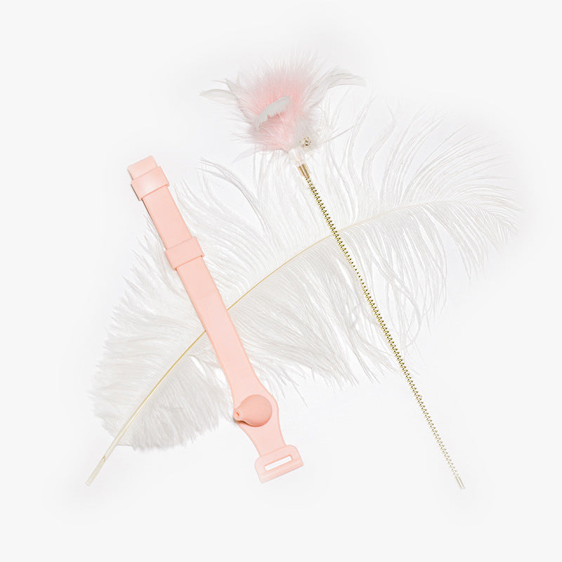 KFX-0089789 Bite-Resistant Cat Feather Toy with Tap Mechanism for All Ages