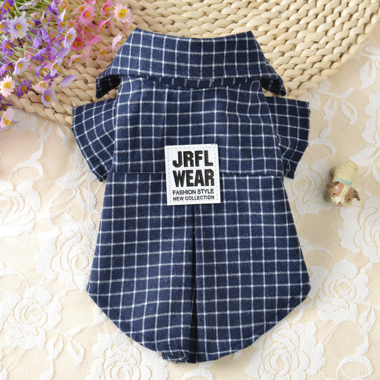 KFX-0090173 Casual Black Plaid Cat Shirt for Pets - Available in Multiple Sizes