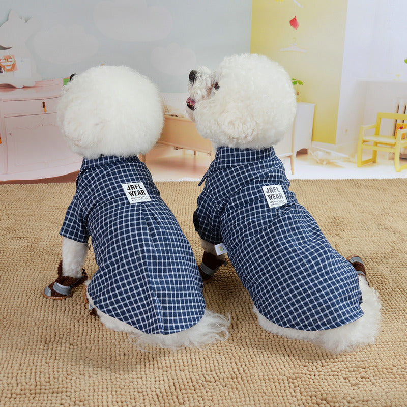 KFX-0090173 Casual Black Plaid Cat Shirt for Pets - Available in Multiple Sizes