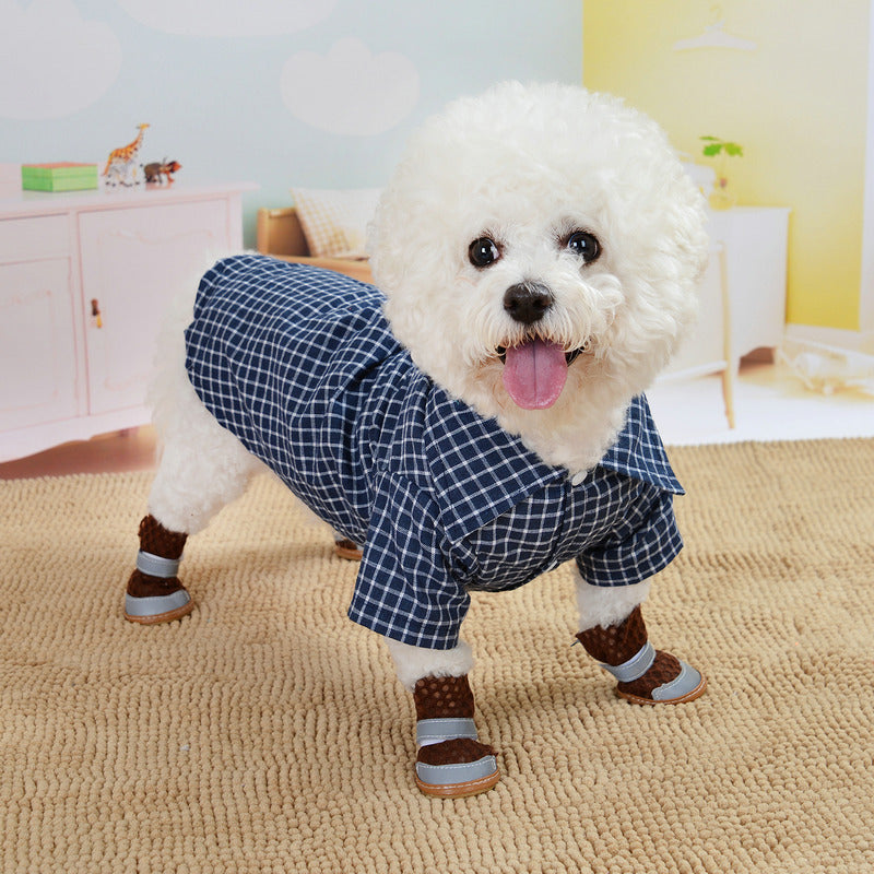 KFX-0090173 Casual Black Plaid Cat Shirt for Pets - Available in Multiple Sizes
