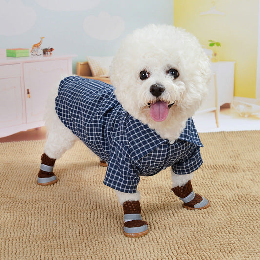 KFX-0090173 Casual Black Plaid Cat Shirt for Pets - Available in Multiple Sizes