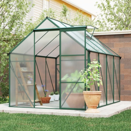 KFX-0091453 6 x 8 FT Outdoor Aluminum Patio Greenhouse with Sliding Door and Adjustable Roof