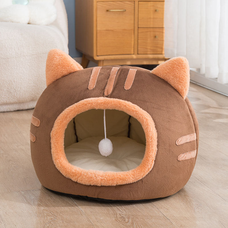 KFX-0091837 Warm Semi-Enclosed Cat Litter in Pink, Grey, or Coffee - Available in Multiple Sizes
