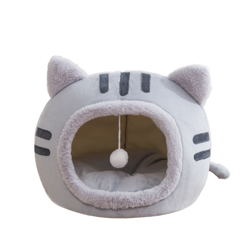 KFX-0091837 Warm Semi-Enclosed Cat Litter in Pink, Grey, or Coffee - Available in Multiple Sizes
