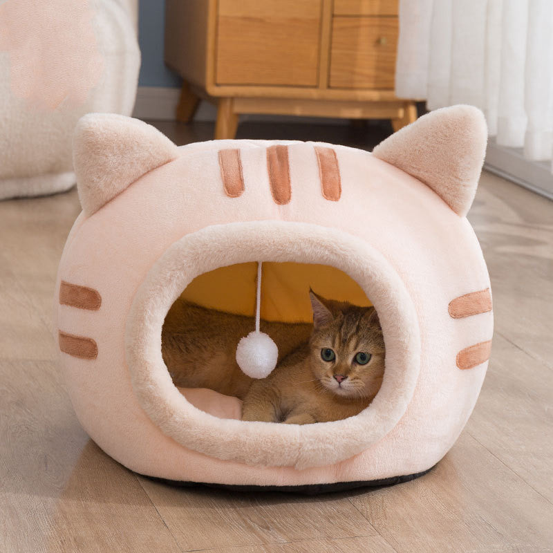 KFX-0091837 Warm Semi-Enclosed Cat Litter in Pink, Grey, or Coffee - Available in Multiple Sizes