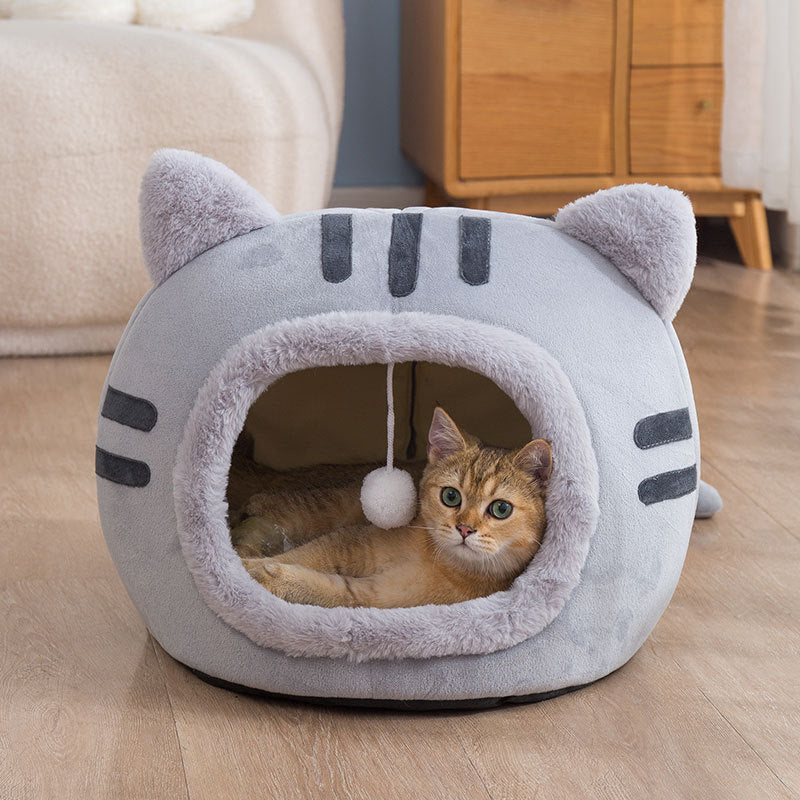 KFX-0091837 Warm Semi-Enclosed Cat Litter in Pink, Grey, or Coffee - Available in Multiple Sizes