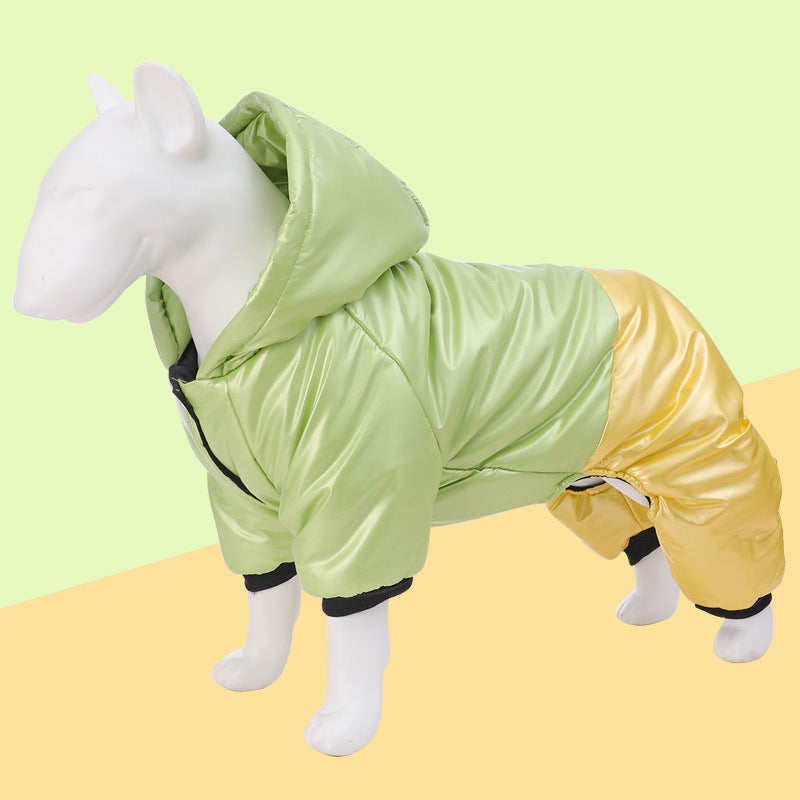 KFX-0092221 Waterproof Windproof Cotton-Padded Dog Coat in Green, Pink, and White - Sizes S to 3XL
