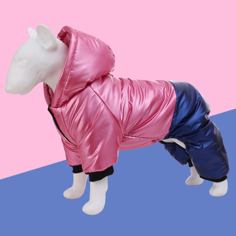 KFX-0092221 Waterproof Windproof Cotton-Padded Dog Coat in Green, Pink, and White - Sizes S to 3XL