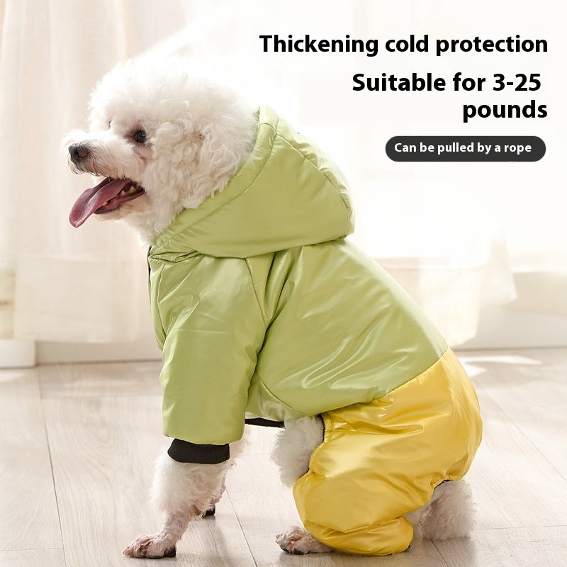 KFX-0092221 Waterproof Windproof Cotton-Padded Dog Coat in Green, Pink, and White - Sizes S to 3XL