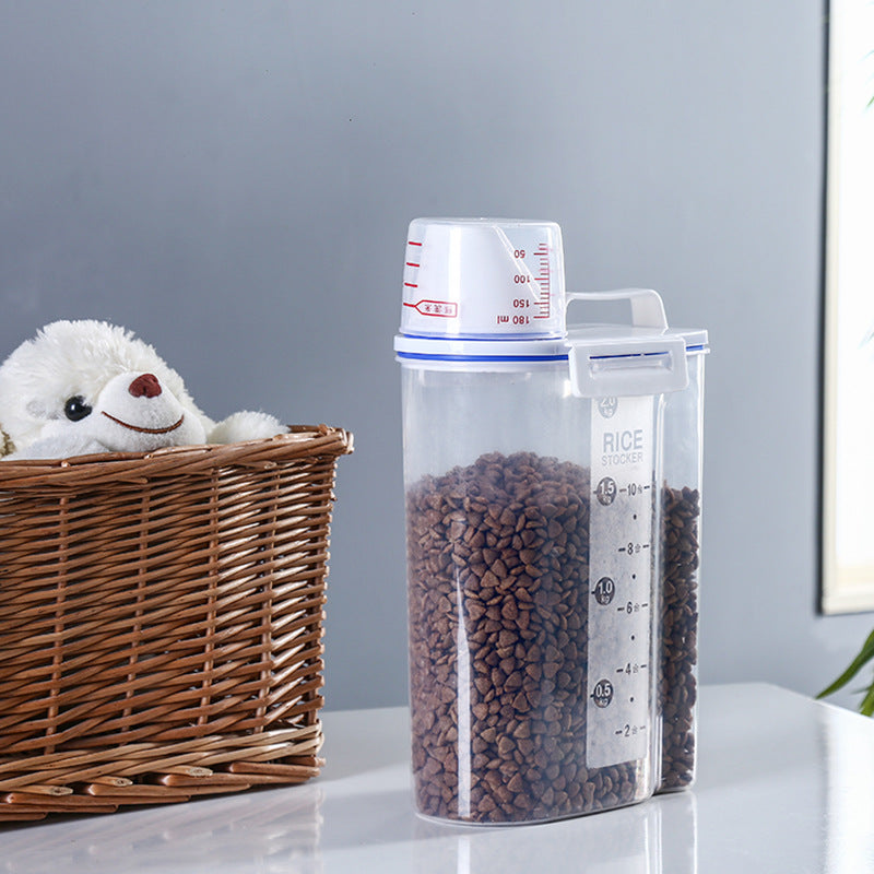 KFX-0093757 Hermetically Sealed Dog and Cat Food Storage Container with Handle and Measuring Cup