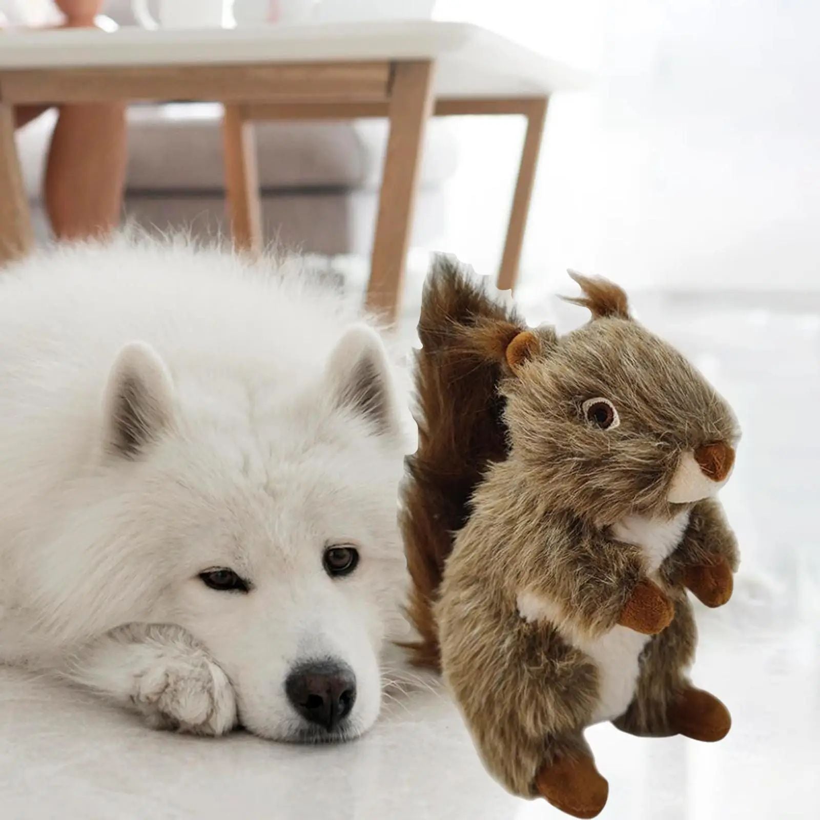 KFX-0095165 Squeaky Plush Squirrel Toy for Dogs and Cats - Interactive Chewing Toy for Aggressive Chewers