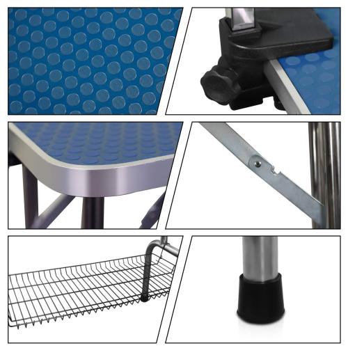 KFX-0095421 36 Inch Folding Pet Grooming Table with Stainless Steel Frame and Adjustable Arm for Dogs and Cats
