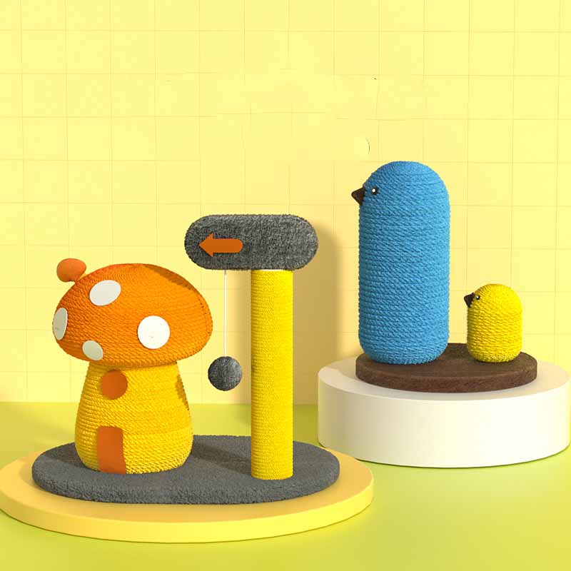 KFX-0096829 Sisal Mushroom House Cat Climbing Frame with Colorful Design, 38x38x28CM