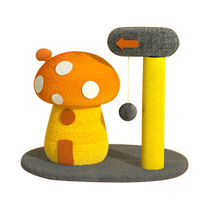 KFX-0096829 Sisal Mushroom House Cat Climbing Frame with Colorful Design, 38x38x28CM