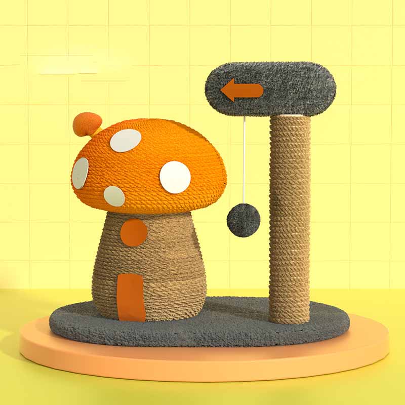 KFX-0096829 Sisal Mushroom House Cat Climbing Frame with Colorful Design, 38x38x28CM