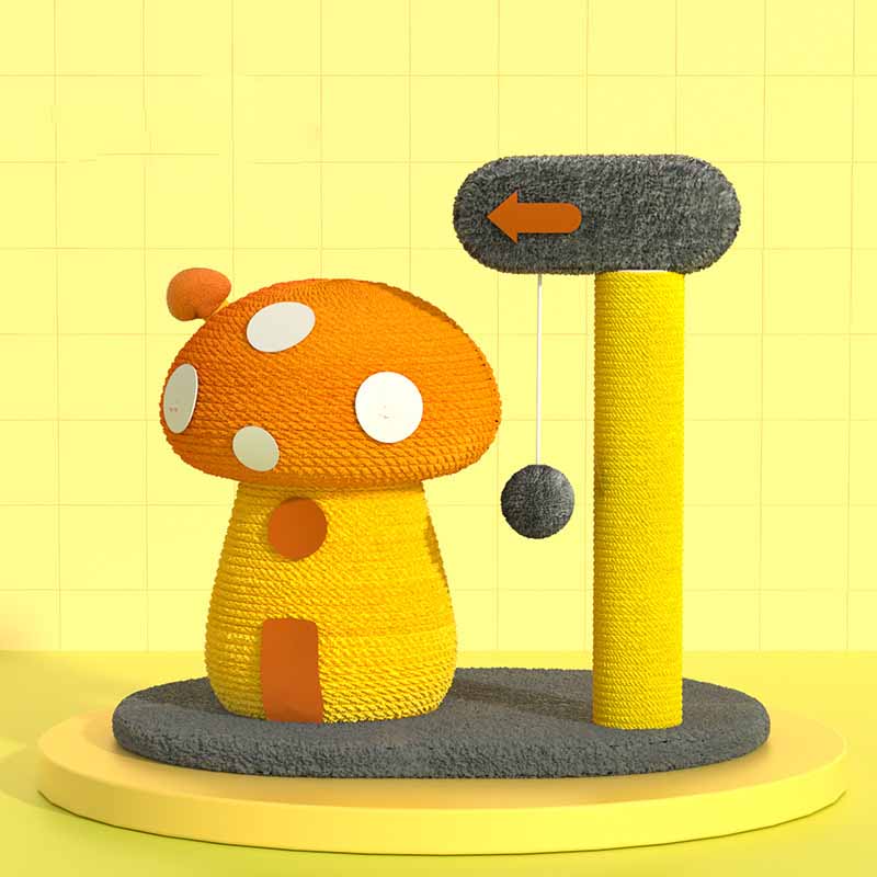 KFX-0096829 Sisal Mushroom House Cat Climbing Frame with Colorful Design, 38x38x28CM