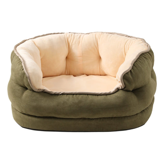 KFX-0097597 Three-Layer Suede Octagonal Dog House - Washable Plush Pet Bed for Small Dogs and Cats in Green, Pink, and Gray