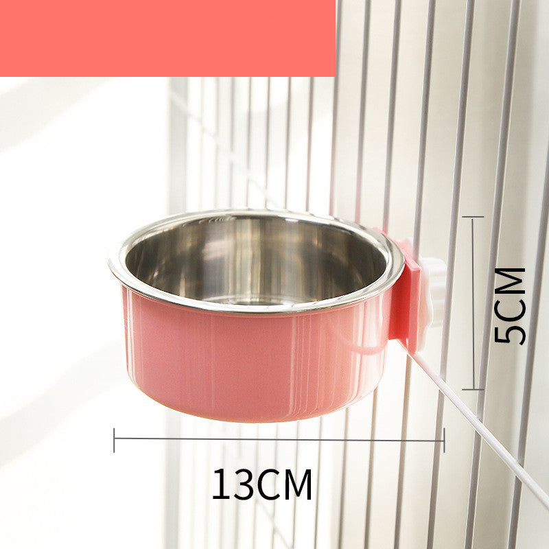 KFX-0099517 Stainless Steel Fixed Hanging Cat Water Bowl with Neck Guard - Available in Various Sizes and Colors