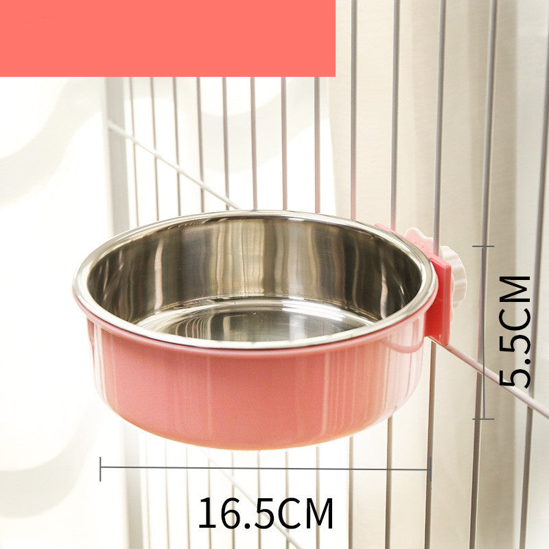 KFX-0099517 Stainless Steel Fixed Hanging Cat Water Bowl with Neck Guard - Available in Various Sizes and Colors