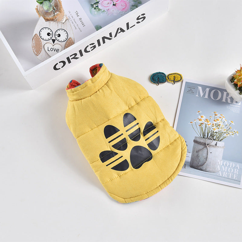KFX-0099901 Reversible Casual Dog Jacket in Blue, Yellow, and Orange - available in Sizes XS to 8L