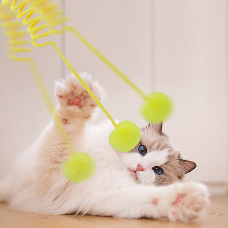 KFX-0100797 Interactive Cat Toy with Suction Cup, Spring Rabbit Fur Ball & Elastic Rope for Self-Entertainment