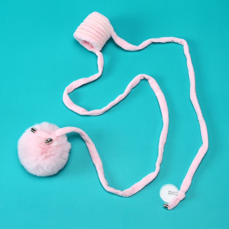 KFX-0100797 Interactive Cat Toy with Suction Cup, Spring Rabbit Fur Ball & Elastic Rope for Self-Entertainment